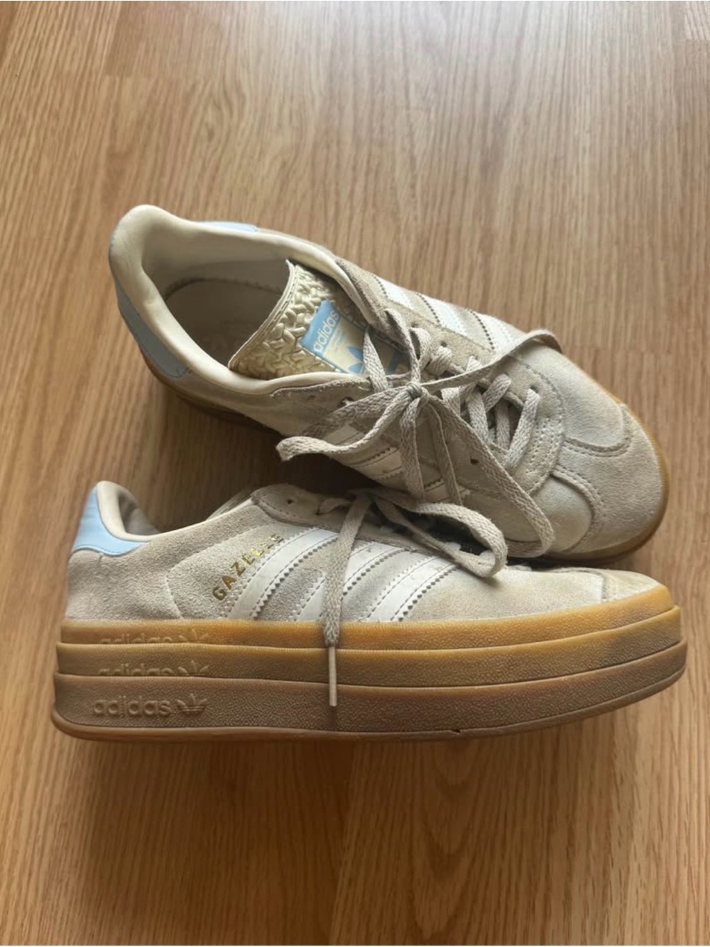 adidas Gazelle Platform Sneakers in Cream with Gum Sole